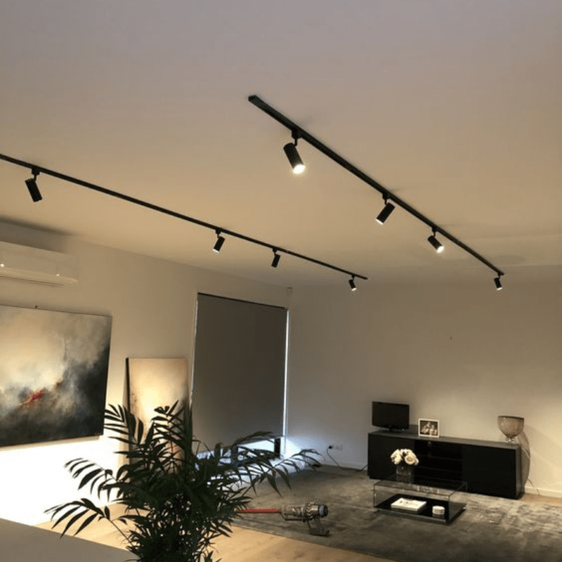 Lampara Negra Dirigible Riel Electrificado12W, 127V, En Blanco Neutro y Calido - Wattko